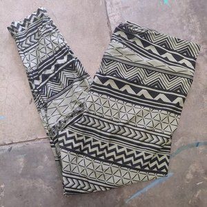 LuLaRoe TC2 Olive Green Geometric Print Leggings